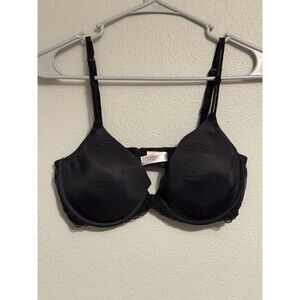 Victoria's Secret Dream Angels IPEX Demi Bra Women's Size 36D Black Lace Floral